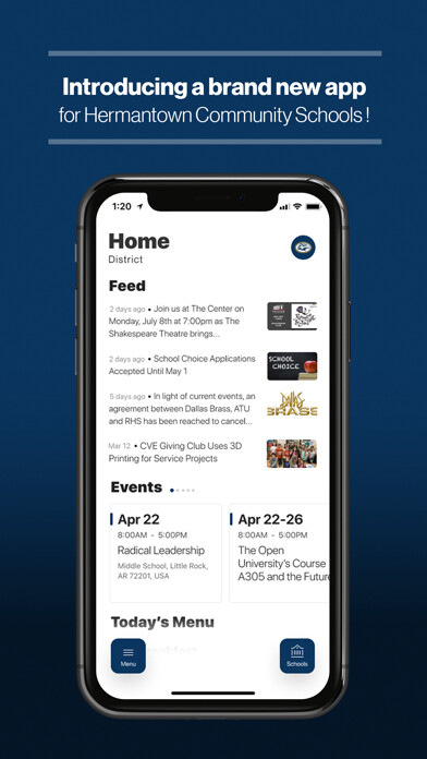 Emulate iPhone app Hermantown Community Schools using MyAndroid