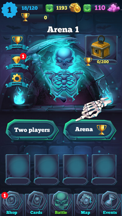 Emulate iPhone app Hero Cards Battle - Slots Way using MyAndroid