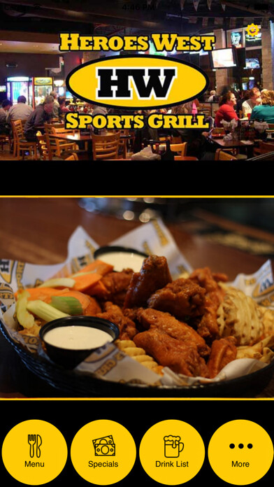 Emulate iPhone app Heroes West Sports Grill using MyAndroid Emulate iPhone app Heroes West Sports Grill using MyAndroid