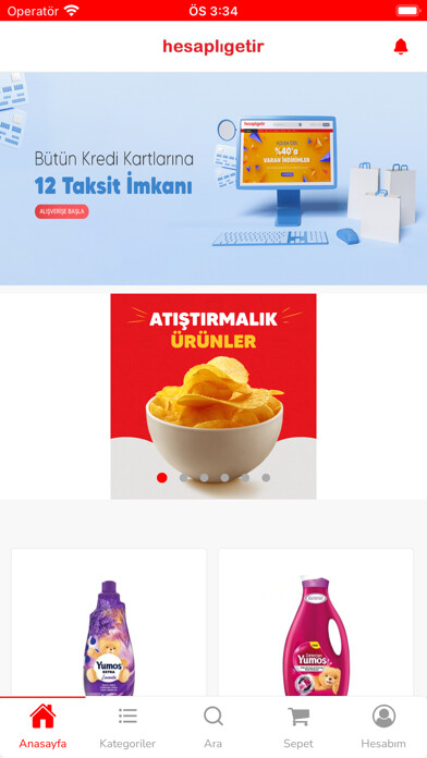 Emulate iPhone app Hesaplı Getir using MyAndroid