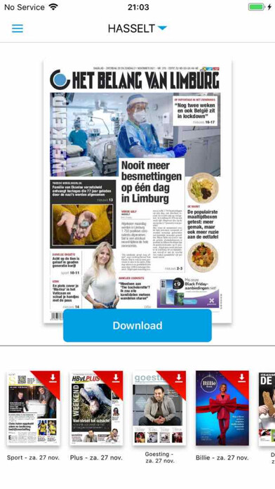 Emulate iPhone app Het Belang van Limburg - Krant using MyAndroid Emulate iPhone app Het Belang van Limburg - Krant using MyAndroid