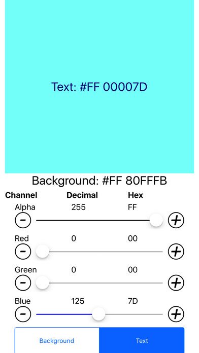Emulate iPhone app Hex Color Tool using MyAndroid