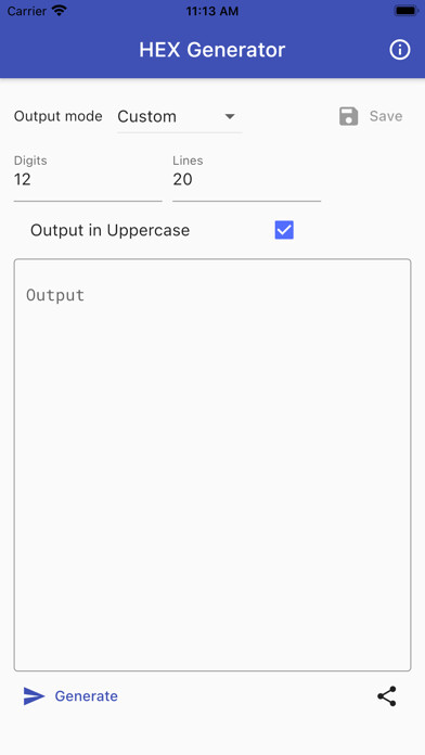 Emulate iPhone app HEX Generator using MyAndroid