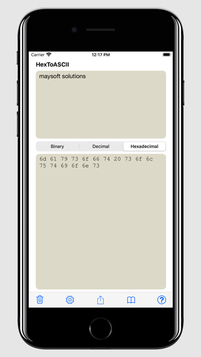 Emulate iPhone app HexToASCII using MyAndroid