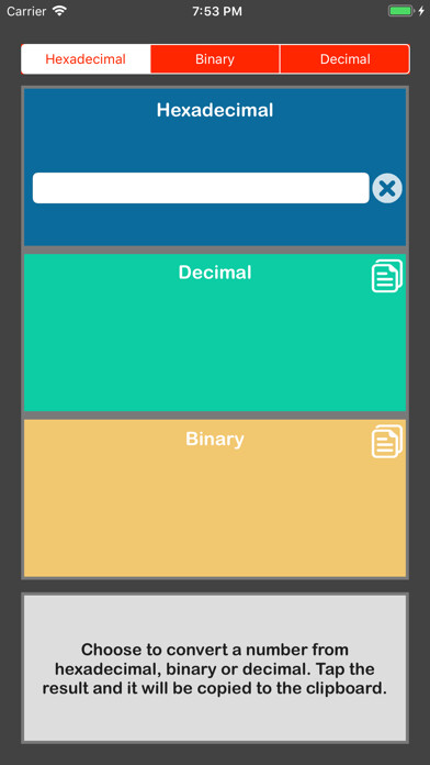 Emulate iPhone app Hex to Decimal Converter using MyAndroid