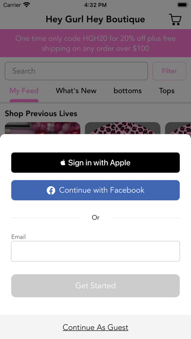 Emulate iPhone app Hey Gurl Hey Boutique using MyAndroid