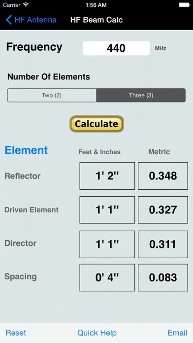 Emulate iPhone app HF Beam Antenna Calculator using MyAndroid Emulate iPhone app HF Beam Antenna Calculator using MyAndroid
