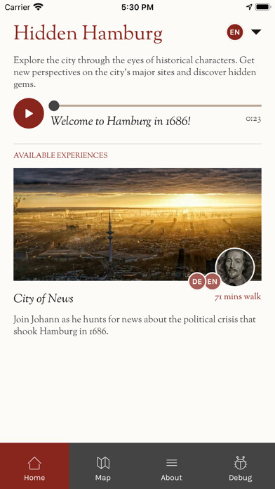 Emulate iPhone app Hidden Hamburg using MyAndroid