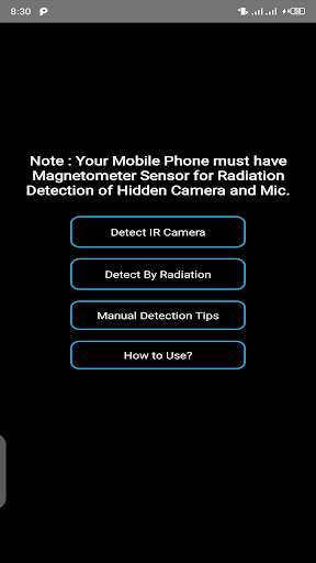 Run android online APK Hidden IR Camera & Mic Detector from MyAndroid or emulate Hidden IR Camera & Mic Detector using MyAndroid Run android online APK Hidden IR Camera & Mic Detector from MyAndroid or emulate Hidden IR Camera & Mic Detector using MyAndroid