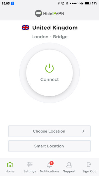 Emulate iPhone app HideIPVPN - VPN & Smart DNS using MyAndroid