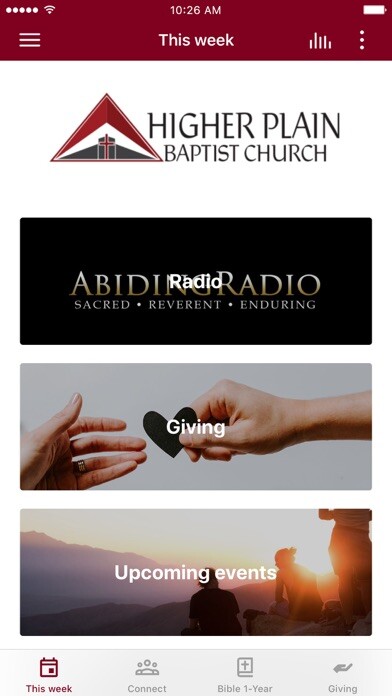Emulate iPhone app Higher Plain Baptist Church using MyAndroid