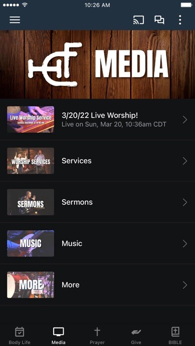 Emulate iPhone app Highland Country Fellowship using MyAndroid
