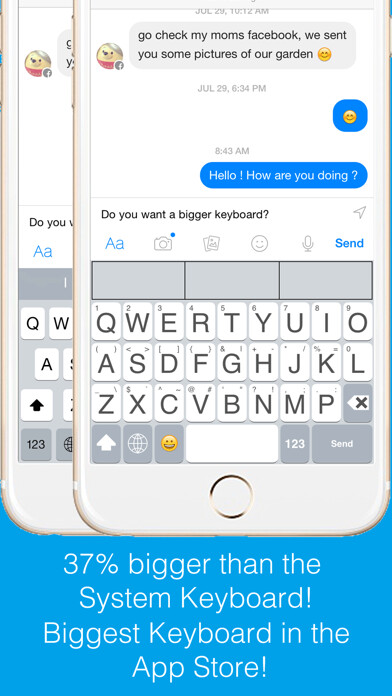 Emulate iPhone app Highlighted Large Keyboard using MyAndroid