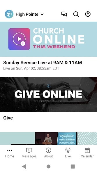 Emulate iPhone app High Pointe Church Thompson CT using MyAndroid Emulate iPhone app High Pointe Church Thompson CT using MyAndroid