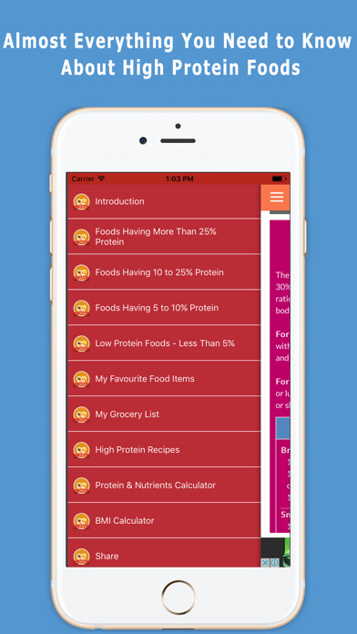 Emulate iPhone app High Protein Diet Foods Guide using MyAndroid Emulate iPhone app High Protein Diet Foods Guide using MyAndroid
