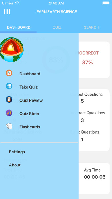 Emulate iPhone app High School Earth Science using MyAndroid
