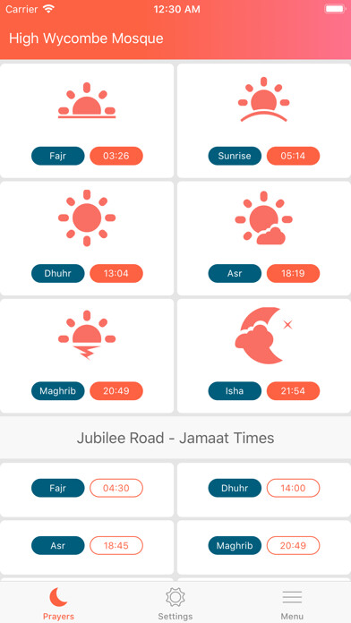 Emulate iPhone app High Wycombe Mosque (2019) using MyAndroid