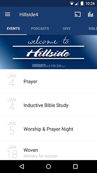 Emulate iPhone app Hillside Church - Reno APP using MyAndroid