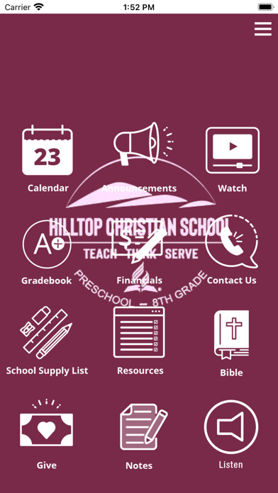 Emulate iPhone app Hilltop Christian School using MyAndroid