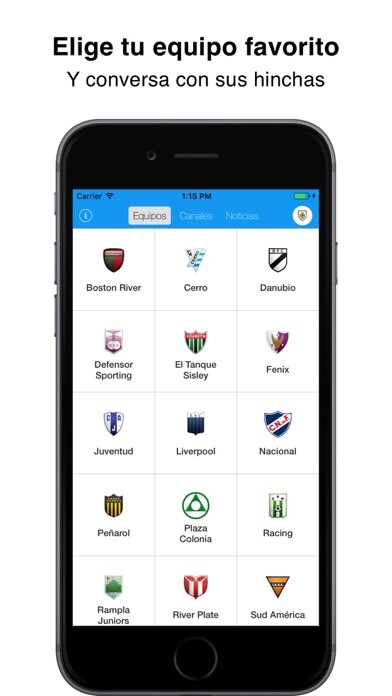 Emulate iPhone app Hinchas del Fútbol Uruguayo using MyAndroid