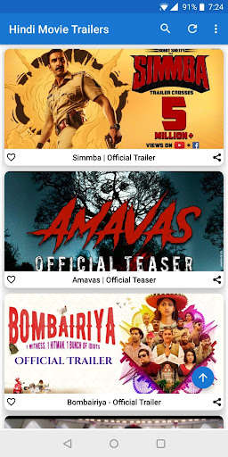 Run android online APK Hindi Movie Trailers (Bollywood Movies) from MyAndroid or emulate Hindi Movie Trailers (Bollywood Movies) using MyAndroid