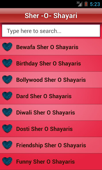 Run android online APK Hindi Sher O Shayari Love/Sad from MyAndroid or emulate Hindi Sher O Shayari Love/Sad using MyAndroid