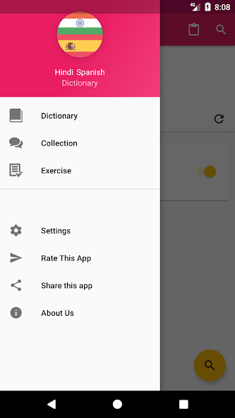 Run android online APK Hindi-Spanish Dictionary from MyAndroid or emulate Hindi-Spanish Dictionary using MyAndroid