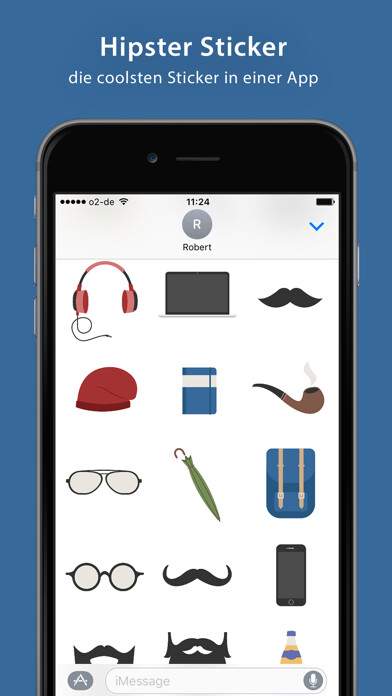 Emulate iPhone app Hipster Sticker Pack - iMessage using MyAndroid Emulate iPhone app Hipster Sticker Pack - iMessage using MyAndroid
