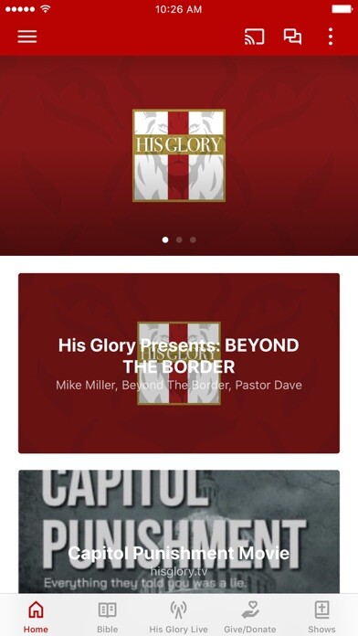 Emulate iPhone app His Glory Ministry using MyAndroid