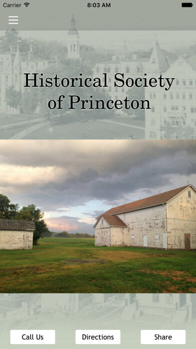 Emulate iPhone app Historical Society of Princeton using MyAndroid