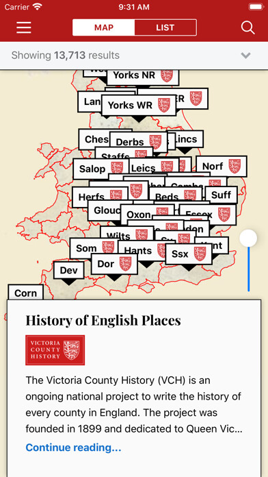 Emulate iPhone app History of English Places using MyAndroid