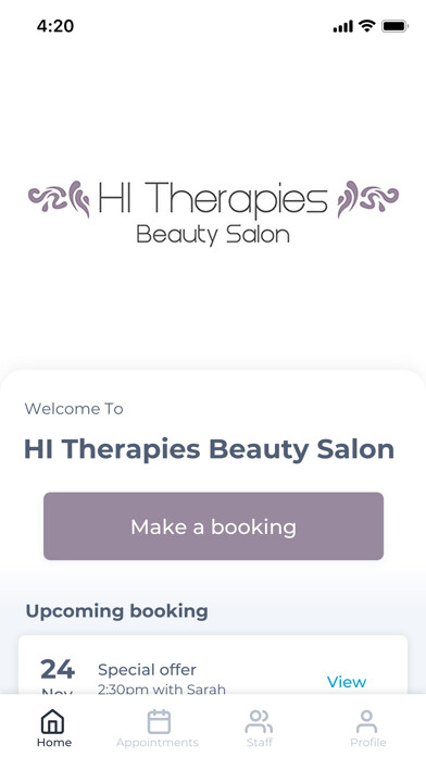 Emulate iPhone app HI Therapies Beauty Salon using MyAndroid Emulate iPhone app HI Therapies Beauty Salon using MyAndroid