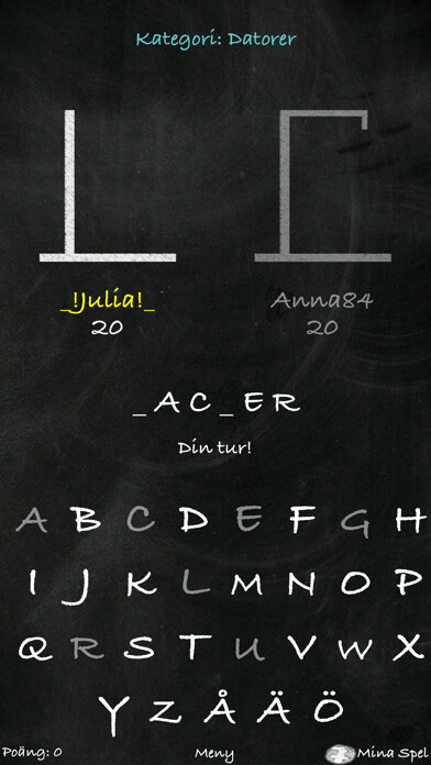 Emulate iPhone app Hänga Gubbe - Svenska using MyAndroid