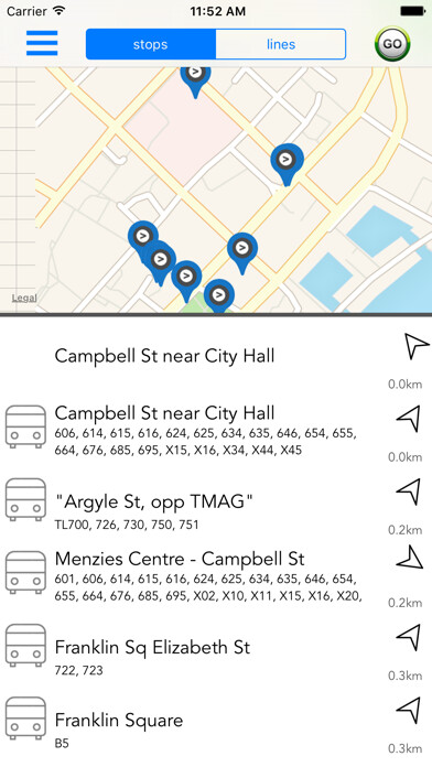 Emulate iPhone app Hobart Buses using MyAndroid