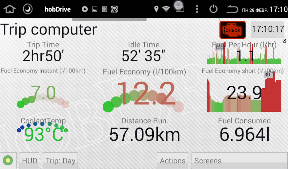 Run android online APK HobDrive OBD2 diag, trip from MyAndroid or emulate HobDrive OBD2 diag, trip using MyAndroid