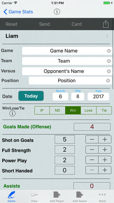 Emulate iPhone app Hockey Player Tracker Logbook using MyAndroid
