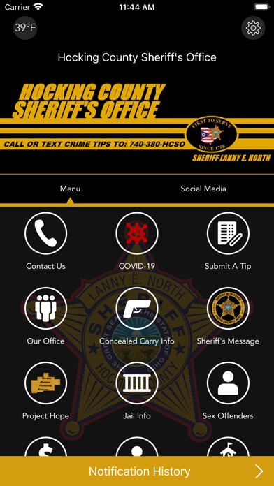 Emulate iPhone app Hocking County Sheriff using MyAndroid Emulate iPhone app Hocking County Sheriff using MyAndroid