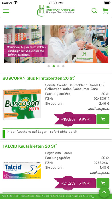 Emulate iPhone app Hoffmann Apotheken using MyAndroid