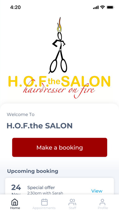 Emulate iPhone app H.O.F.the SALON using MyAndroid