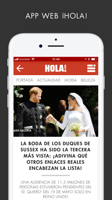Emulate iPhone app ¡HOLA! ESPAÑA Sitio web using MyAndroid