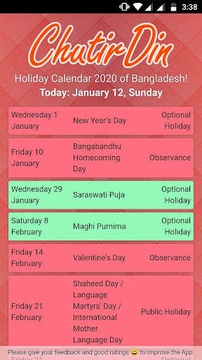 Run android online APK Holiday Calendar 2020 of Bangladesh from MyAndroid or emulate Holiday Calendar 2020 of Bangladesh using MyAndroid