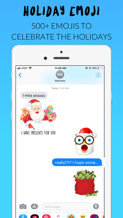 Emulate iPhone app Holiday Emoji Stickers using MyAndroid Emulate iPhone app Holiday Emoji Stickers using MyAndroid