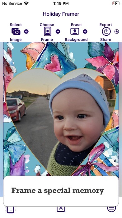 Emulate iPhone app Holiday Framer Christmas pics using MyAndroid