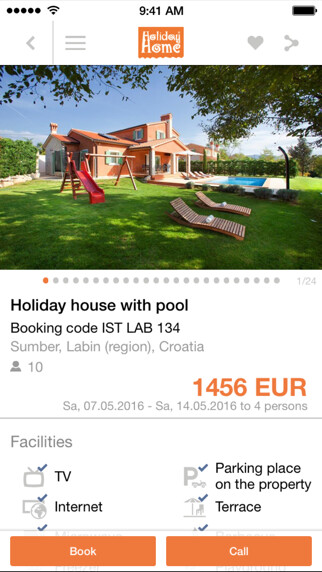 Emulate iPhone app Holiday Home –vacation rentals using MyAndroid