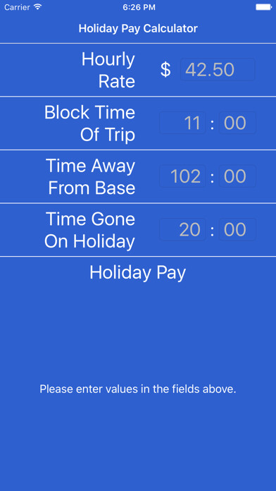 Emulate iPhone app Holiday Pay Calculator using MyAndroid