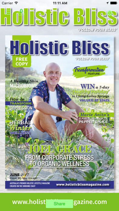 Emulate iPhone app Holistic Bliss Magazine using MyAndroid