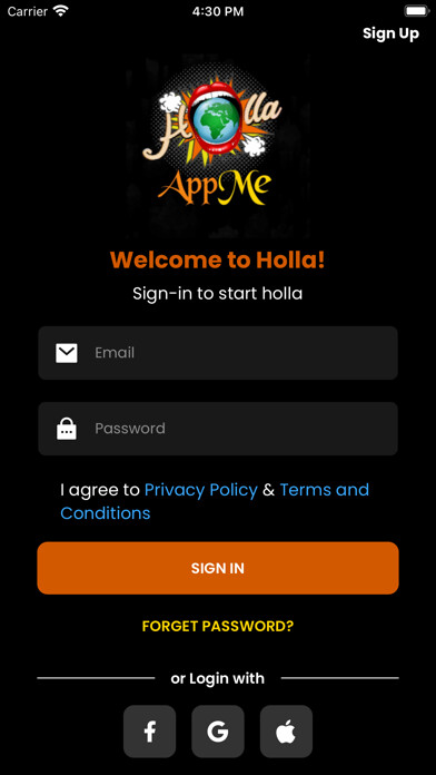 Emulate iPhone app Holla App Me using MyAndroid