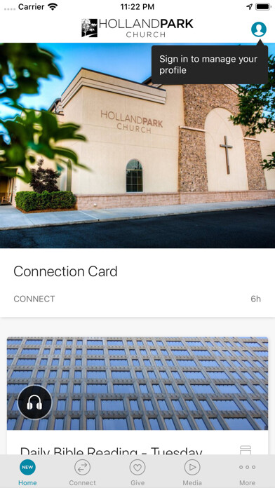 Emulate iPhone app Holland Park Church using MyAndroid