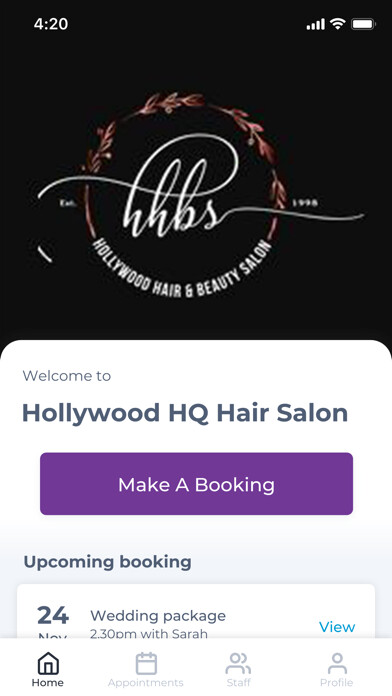 Emulate iPhone app Hollywood HQ Hair Salon using MyAndroid