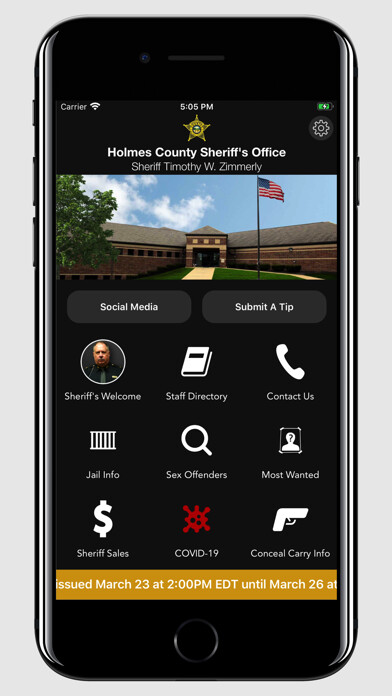 Emulate iPhone app Holmes County Sheriff, Ohio using MyAndroid